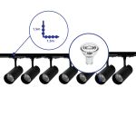 Bright Choice Komplettset 1-Phasen Rail L 1,5 x 1,5 Meter Schwarz | incl. 7x Spot + GU10 2700K 3W Dimmbar + Abschlusskappe, Stromanschluss und L -Verbinder